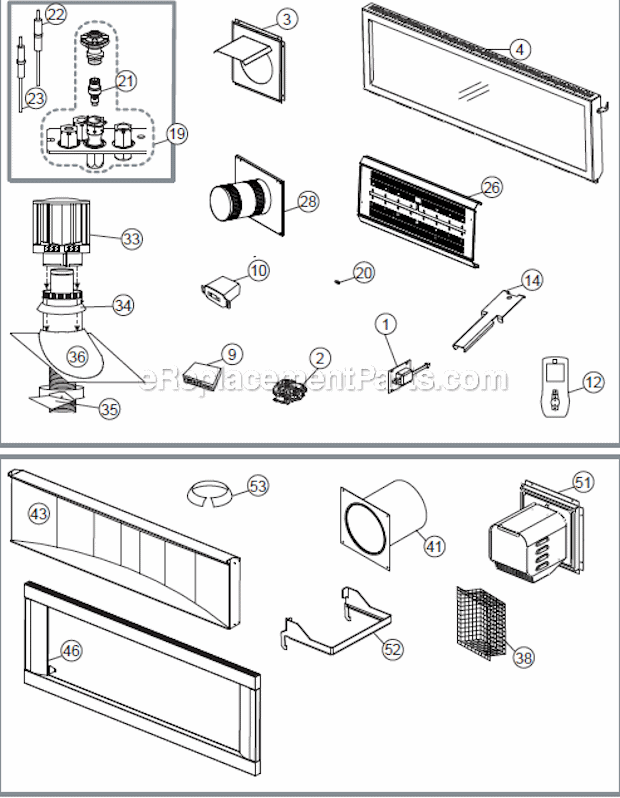Napoleon LHD50N Direct Vent Gas Fireplace Page A Diagram