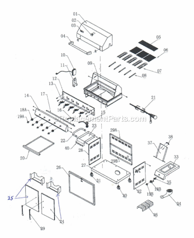 Nexgrill 720-0025 LP Outdoors Gas Grill Page A Diagram