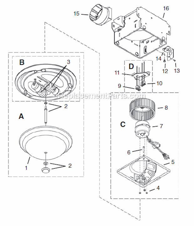 NuTone 772RBNT Decorative Ventilation Fan With Light Page A Diagram