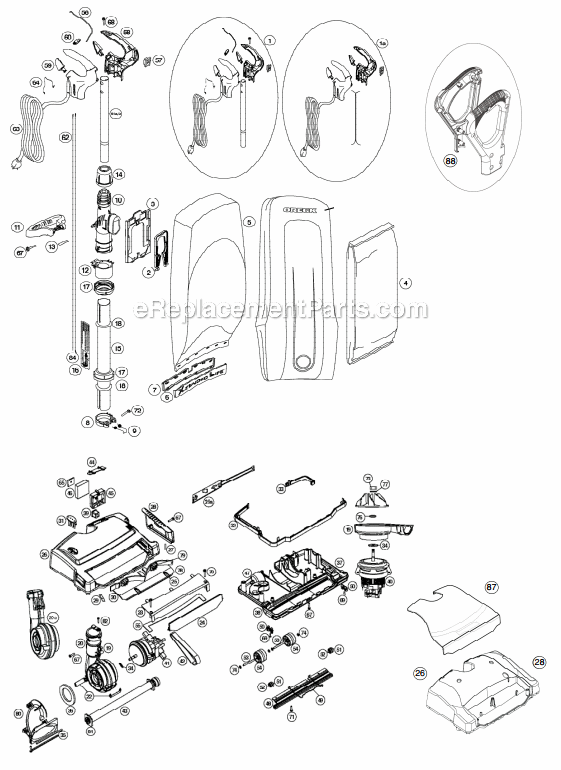 Oreck XL21-700ECB Upright Vacuum Page A Diagram