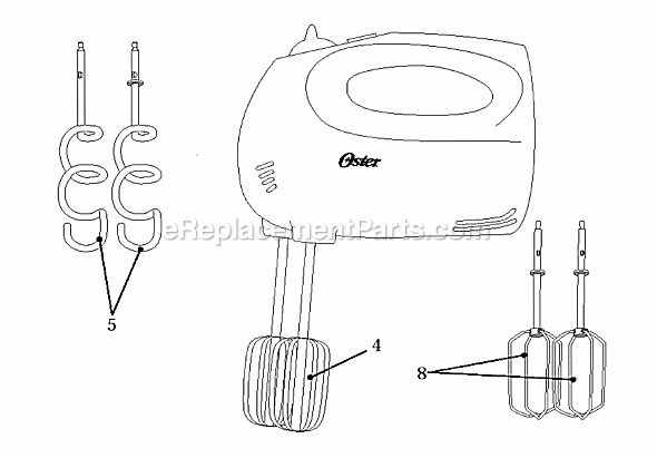 Oster 2498 Hand Mixer Page A Diagram