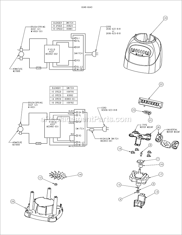 Oster 6642 Cube Blender Page A Diagram