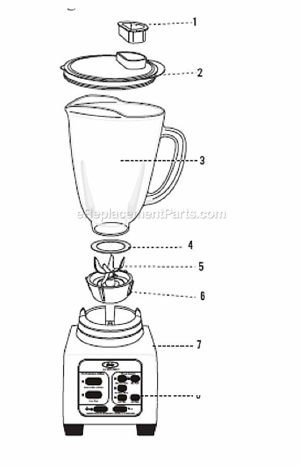 Oster BRLY07-W 7 Speed Blender Page A Diagram