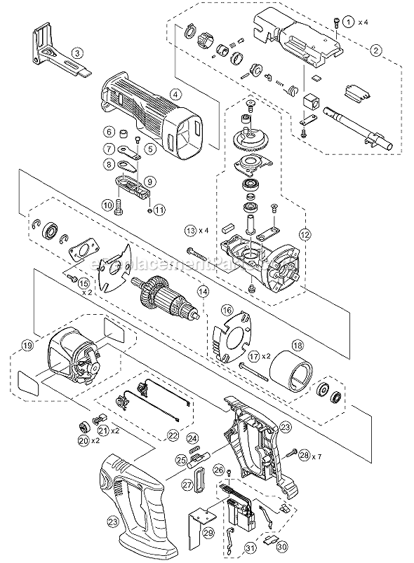 Panasonic EY3544 18V Reciprocating Saw Page A Diagram