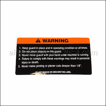 Warning Label [JC-T19] for Jet Power Tools | eReplacement Parts