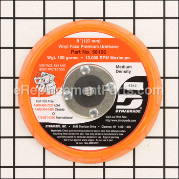 Dynabrade 56106 5" Non-Vacuum Disc Pad Vinyl-Face Premium Urethane