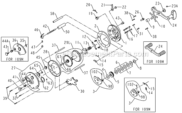 Penn 109M Special Purpose Levelwind Reel OEM Replacement Parts