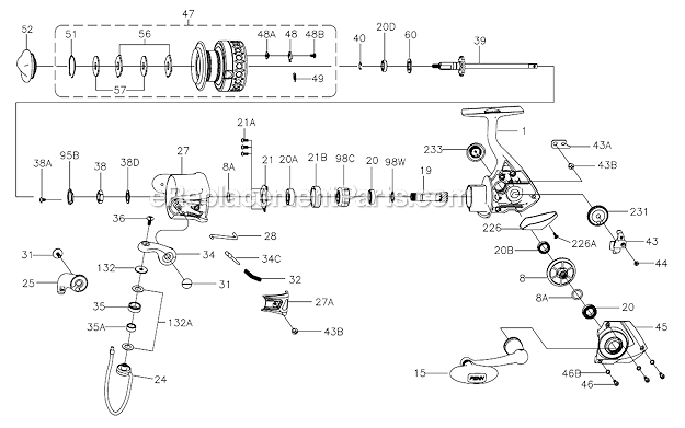 Penn BTLII4000 Battle II Spinning Reel Page A Diagram