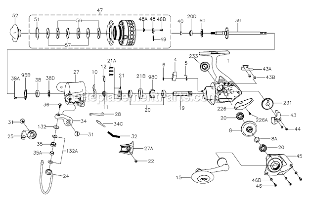 Penn BTLII5000 Battle II Spinning Reel Page A Diagram