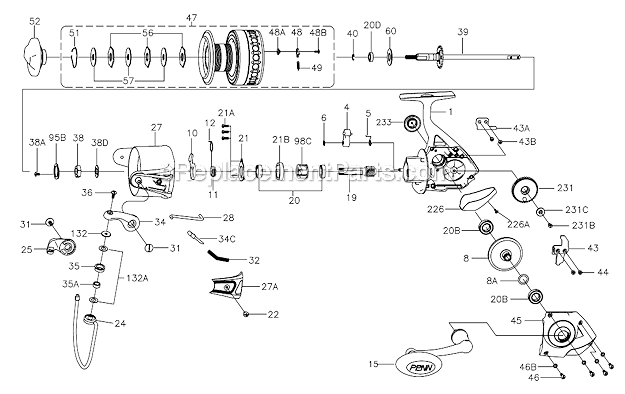 Penn BTLII8000 Battle II Spinning Reel Page A Diagram