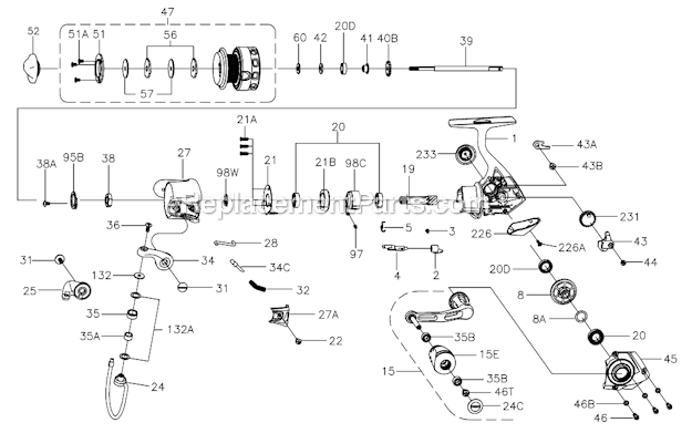 Penn CFT1000 Conflict Spinning Reel Page A Diagram