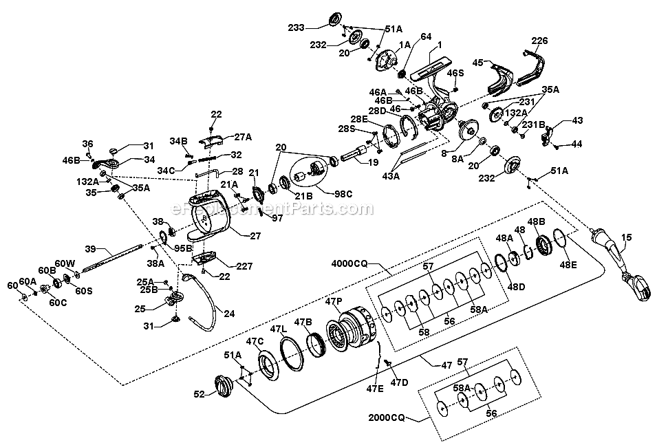 Penn CQ2000 Conquer Spinning Reel Page A Diagram
