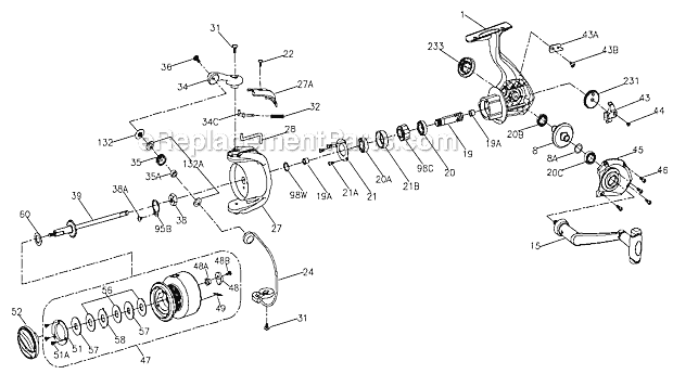 Penn PUR3000 Pursuit Spinning Reel Page A Diagram