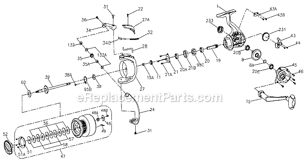 Penn PUR6000 Pursuit Spinning Reel Page A Diagram