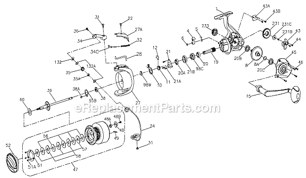 Penn PUR8000 Pursuit Spinning Reel Page A Diagram