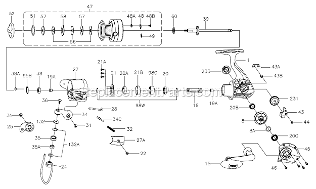 Penn PURII3000 Pursuit II Spinning Reel Page A Diagram