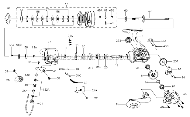 Penn PURII5000 Pursuit II Spinning Reel Page A Diagram