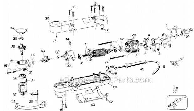 Black and Decker 1165-44 (Type 100) 3/8 H.D. Shorty Drill Page A Diagram