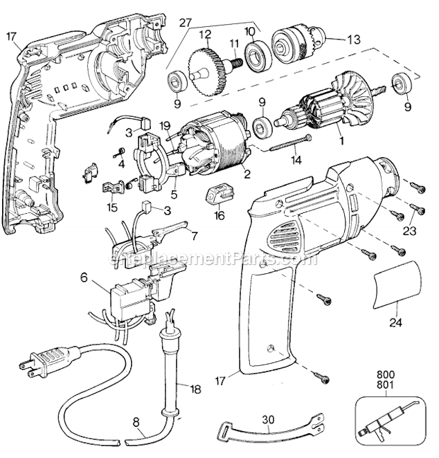 Black and Decker 1166-36 (Type 100) Vsr. Prof. Drill Page A Diagram