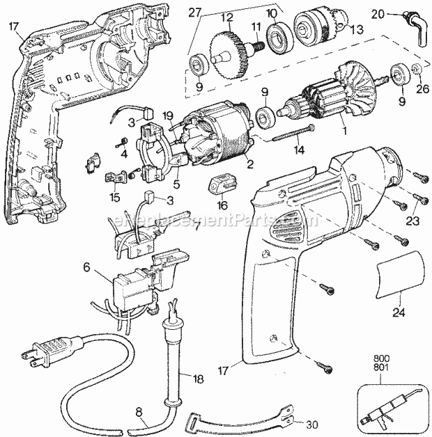 Black and Decker 1166-BDK (Type 2) 3/8in Vsr Drill Page A Diagram