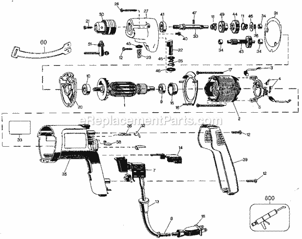Black and Decker 1170-BDK (Type 101) 3/8in Dual-Range Holgun Drill Page A Diagram