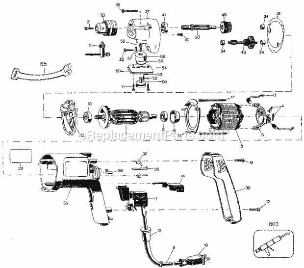 Black and Decker 1170-BDK (Type 102) 3/8in Dual-Range Holgun Drill Page A Diagram