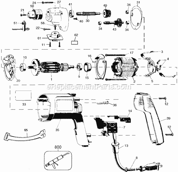 Black and Decker 1170-BDK (Type 103) 3/8in Dual-Range Holgun Drill Page A Diagram