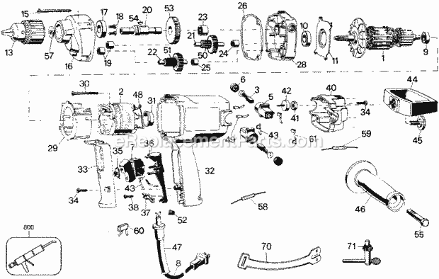 Black and Decker 1317-44 (Type 100) 1/2 Spade Handle Drill Default Diagram
