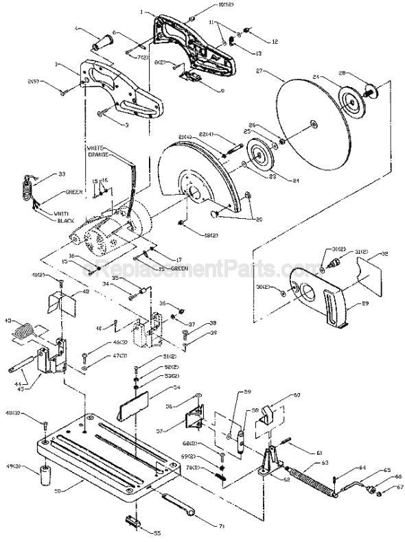 Porter Cable 1400 TYPE 1 14 inch Abrasive Cut Off Machine Page A Diagram