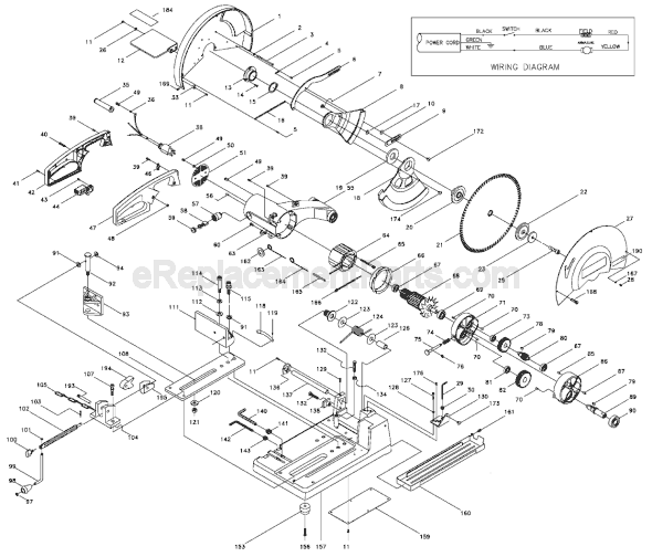 Porter Cable 1410 14 inch Dry Cut Saw Page A Diagram