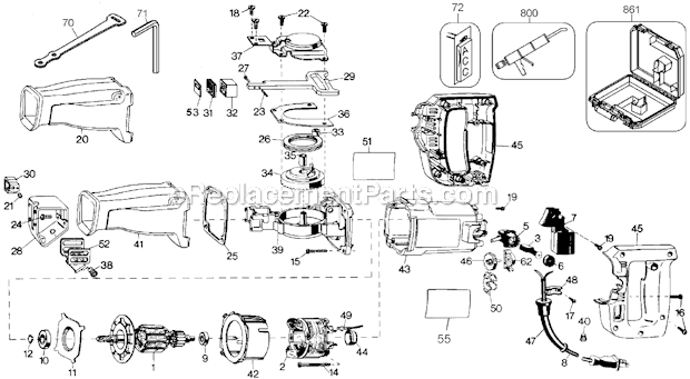 Black and Decker 3110K (Type 100) Electric Reciprocating Saw Page A Diagram