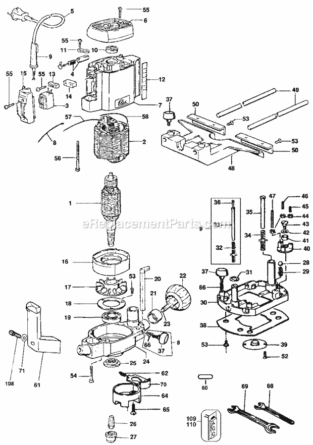 Black and Decker 3303 (Type 2) 1hp Plunge Cut Router Page A Diagram
