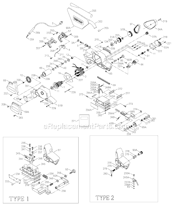 Porter Cable 360 TYPE 3 3x24 Belt Sander Page A Diagram