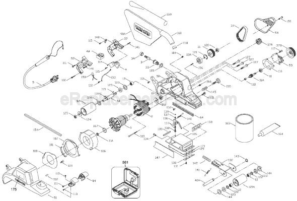 Porter Cable 362VS TYPE 5 4x24 Variable Speed Belt Sander Page A Diagram