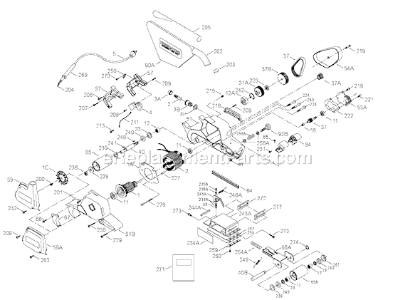 Porter Cable 362 TYPE 2 4x24 Belt Sander Page A Diagram