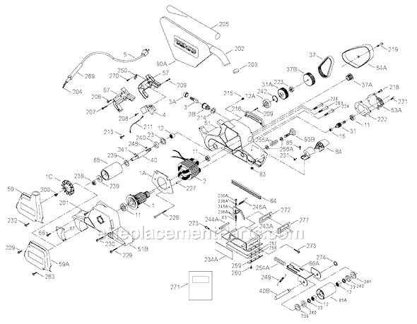 Porter Cable 362 TYPE 4 4x24 Belt Sander Page A Diagram