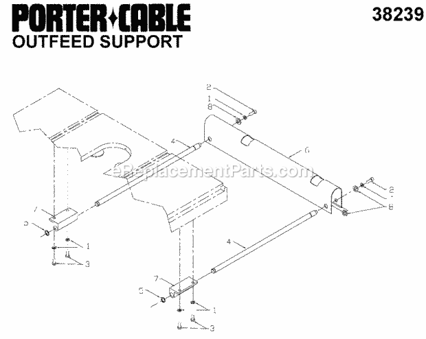 Porter Cable 38239 (Type 1) Outfeed Support 3812 Default Diagram