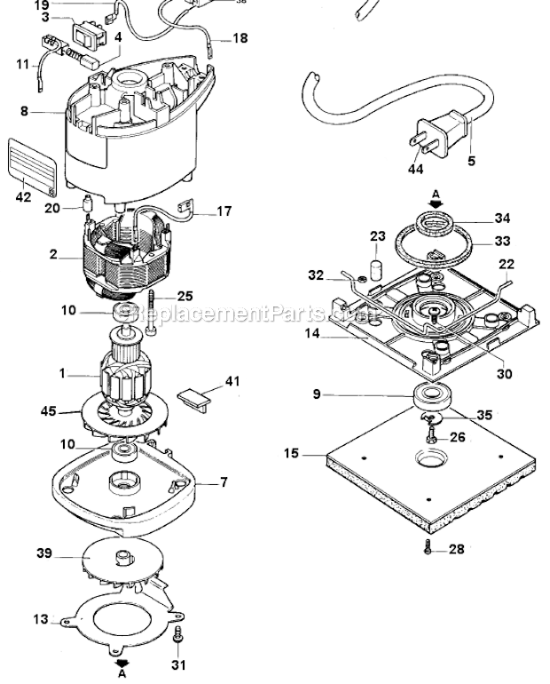 Black and Decker 4008 Type 1 Palm Sander Page A Diagram