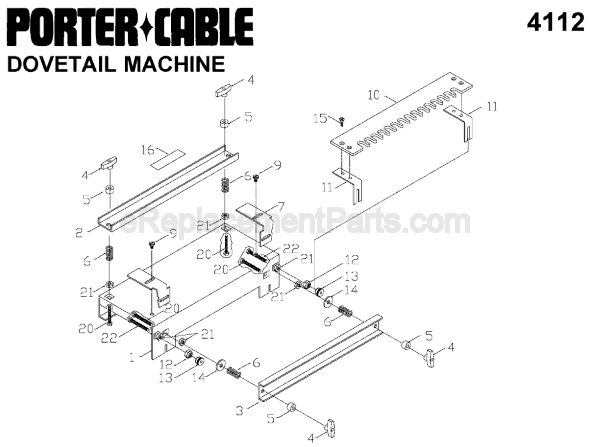 Porter Cable 4112 TYPE 1 Dovetail Machine Page A Diagram