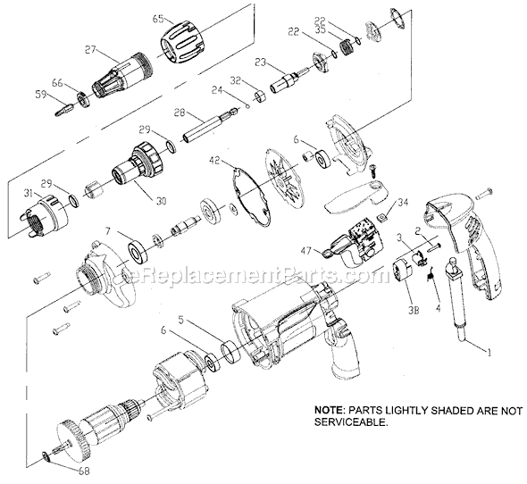 Porter Cable 4610 Type 1 4000 RPM Drywall Gun Page A Diagram