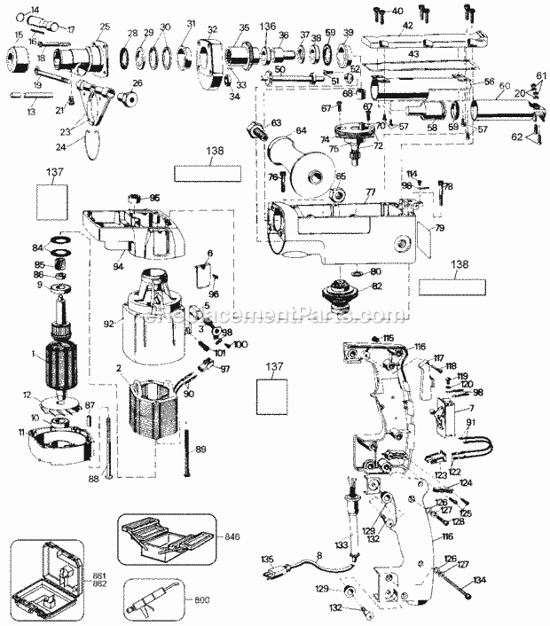 Black and Decker 5045K (Type 100) H.D. Rotary Hammer Kit Default Diagram