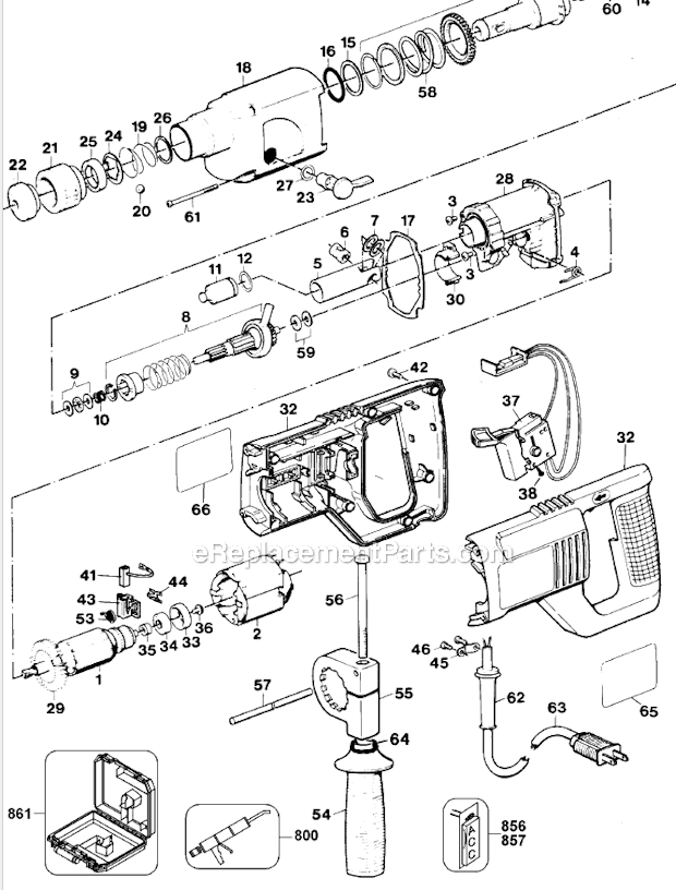 Black and Decker 5054K (Type 100) 3/4 D-Hnd. Rotary Hammer Page A Diagram
