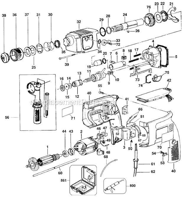 Black and Decker 5056K (Type 100) 3/4 Sds Rotary Hammer Page A Diagram