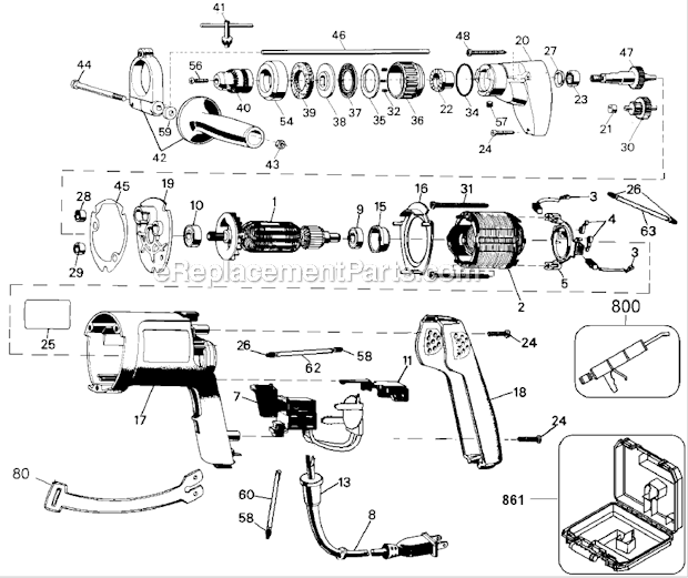 Black and Decker 5070K (Type 101) 3/8 Hammer Drill Kit Page A Diagram