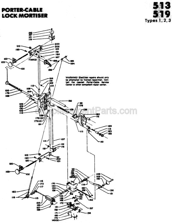 Porter Cable 513 TYPE 1 Heavy Duty Lock Mortiser Page A Diagram