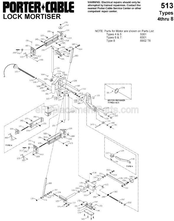 Porter Cable 513 TYPE 4 Heavy Duty Lock Mortiser Page A Diagram