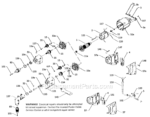 Porter Cable 631 Type 1 1/2" D-Handle Drill Page A Diagram