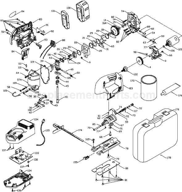Porter Cable 643 TYPE 1 Cordless Jig Saw Page A Diagram