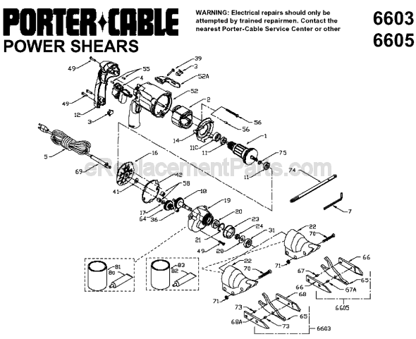 Porter Cable 6603 18 Gauge Steel Shear Page A Diagram
