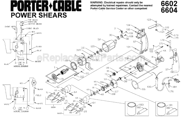 Porter Cable 6604 TYPE 2 Cement Siding Shear Page A Diagram
